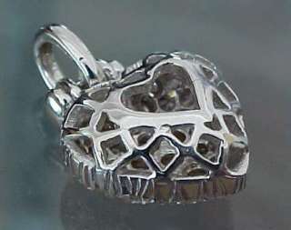 38 carats VS2 Diamond Pave HEART 18k White Gold Pendant Necklace w 