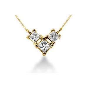  0.47CTW Classic Princess Diamond Three Stone Necklace in 