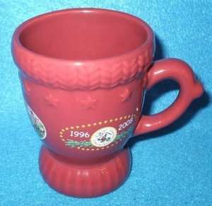 1996   2008 Christkindlmarket Chicago Boot Red Mug Cup  