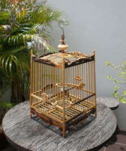 NEW* ORIENTAL BAMBOO WOOD BIRD CAGE SMALL BIRDCAGE  