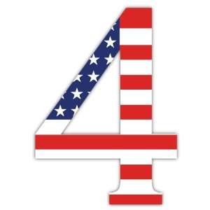 Number 4 #4 # 4 Four USA American Flag Vinyl Car Bumper Sticker Decal 