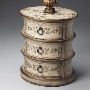  Butler Oval Drum Table   Guilded Cream