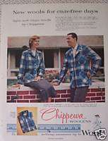 CHIPPEWA FALLS MENS WOMENS CLOTHING VINTAGE 1958 AD  