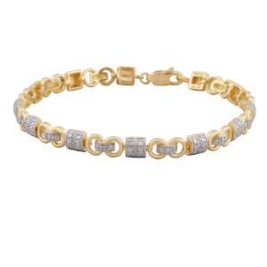   Silver Diamond Accent Squares with Circles Bracelet, 7.25 Jewelry