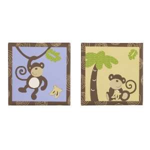  CoCo & Company Monkey Time 2 Piece Wall Art Baby