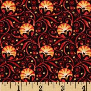   Swirl Flower Black Fabric By The Yard Arts, Crafts & Sewing