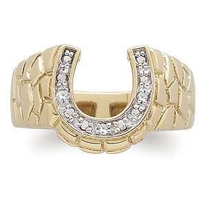  Mens Genuine Diamond Accent Horseshoe Ring, Size 10 