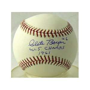  Autographed Clete Boyer Baseball   61 WS Champs Sports 