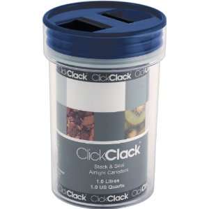  Clickclack Stack and Seal 1 Quart Canister, Blue Lid