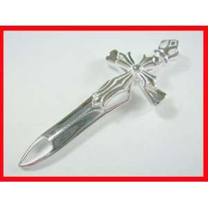   Sterling Silver Cross & Sword Pendant .925 #2702 