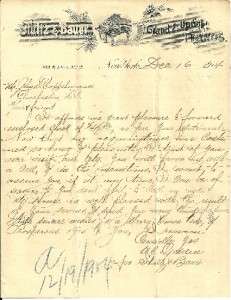 1904 Letter Stultz & Bauer Manufacturers of Grand & Upright Pianos New 