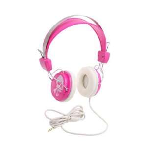  Konoaudio Retro Pink Skull Headphones on White Cord 