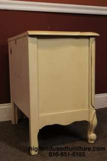 Vintage French Provincial White and Gold Two Drawer Nightstands 