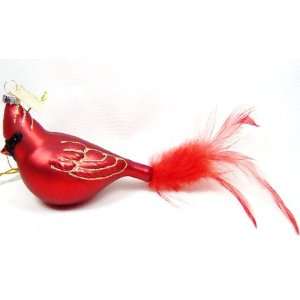  Margaret Cobane Glass Ornament   Cardinal with Feather 