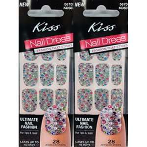  **2 PACK** KISS NAIL DRESS GOWN Jeweled Strips for Nails 