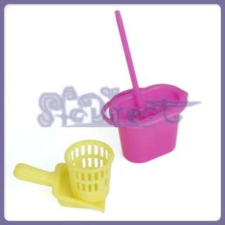 10 Sets Dollhouse Cleaning Supplies broom dustpan bucket wastebasket 