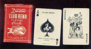 VINTAGE DURATONE CLUB RENO PLAYING CARDS ARRCO PLAYING CARD CO CHICAGO 