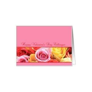  colleague Happy Valentines Day pink rose border card Card 
