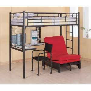 The Simple Stores Twin over Futon Bunk Bed with Workstation Bedroom 