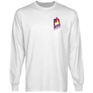  NCAA UIC Flames White Chest Hit Logo Long Sleeve T shirt 