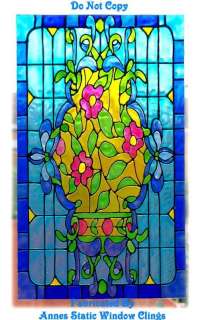 ART DECO WILD ROSE STAINED GLASS EFFECT WINDOW CLING  
