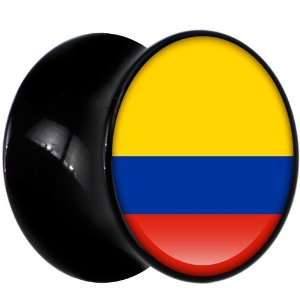  13mm Black Acrylic Colombia Flag Saddle Plug Jewelry