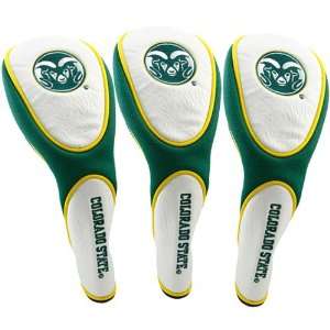 Colorado State Rams 3 Pack Green White Zippered Golf Club Headcovers 