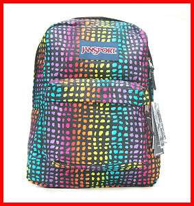 Jansport Superbreak Black Multi Color Reptile Backpack Bag Bookbag 