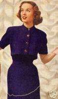Vintage Knitting PATTERN Dress Bolero Shortie Jacket  