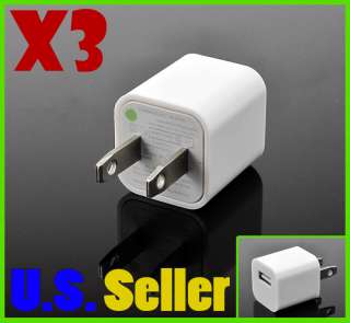 3PCS USB ADAPTER WALL CHARGER APPLE IPAD 2 IPOD SHUFFLE  