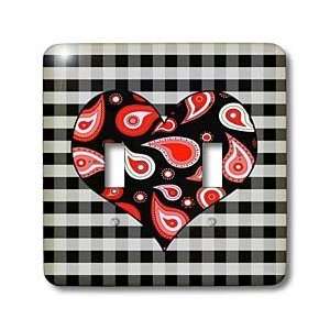 Janna Salak Designs Prints and Patterns   Red Paisley Heart on Black 