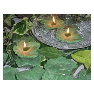  Green Sycamore Leaves Floating Candles (3 Pack)