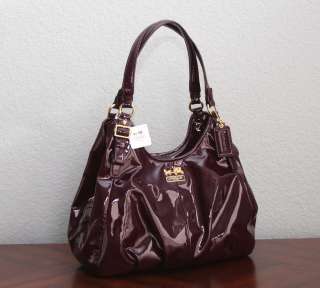 COACH Madison Patent Leather MAGGIE Shoulder Bag 18760 PLUM/PURPLE 