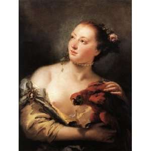 6 x 4 Greeting Card Tiepolo Woman with a Parrot