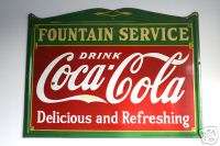 1934 Coca Cola Coke Porcelain Fountain Service Sign EXC  