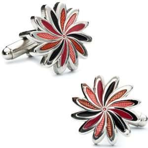  Orange Black Daisy Cufflinks CLI L21002 B Jewelry