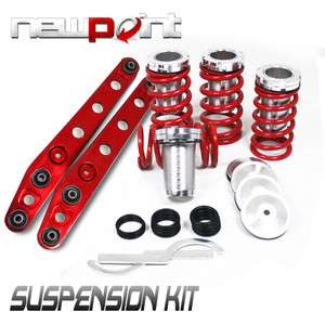 RED REAR LOWER CONTROL ARM+SCALE COILOVER SPRING KIT EK  