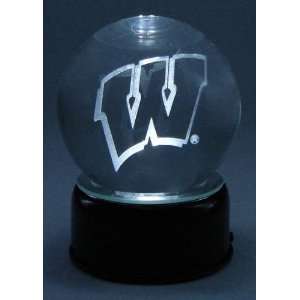  Wisconsin Badgers Etched Logo Crystal Ball Sports 
