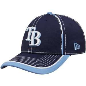 New Era Tampa Bay Rays Navy Blue Taktodd 39Thirty Flex Fit Hat (Medium 