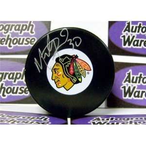  Marty Turco Autographed Puck   Chicago Blackhawks 