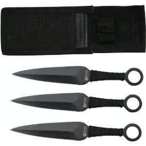 Set 3 Ninja Stealth Black Ninja Knives with Nylon Case  