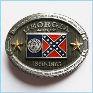  Georgia Confederate Rebel State Flag Belt Buckle FG 011 