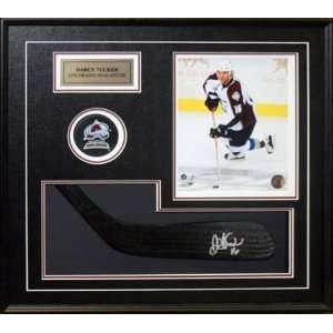   Tucker Signed Stick Blade And Hockey Puck Avalanche 