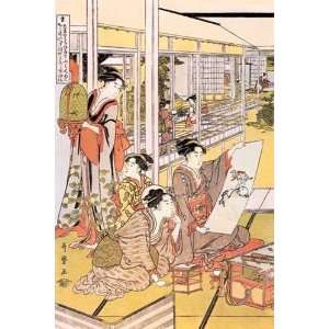  Painting in the House Kitagawa Utamaro. 12.00 inches by 