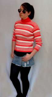 Figure Hugging Retro Vintage Red And White Sweater S12  