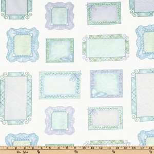  44 Wide Fun Kids Labels Panel Baby Blue Fabric By The 