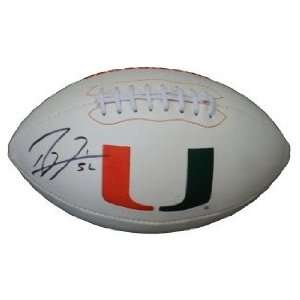 Ray Lewis Autographed/Hand Signed Miami Hurricanes Logo Football  JSA 