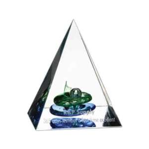  Pyramid of Success   Art glass pyramid shape award 