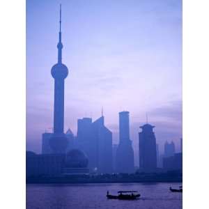 Ships Pass Shanghais Pudong District in the Background Photographic 