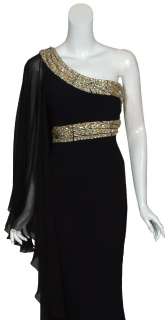 size 14 sensational grecian style black silk evening gown one shoulder 